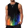 Hawaiian Outdoor Beach Men's Crew Neck Sleeveless Vest Trendy Gradient Print Comfortable Vest Casual Vacation Men's Vest