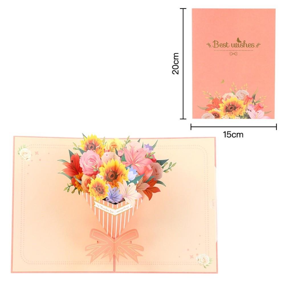 New Pop Up Greeting Cards 3D Blessing Flower Bouquet Card Paper Thank You Card Teacher's Day