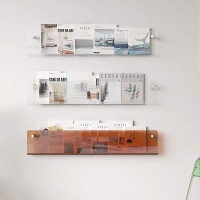 Acrylic Magazine Rack Wall Mount Literature Organizer Floating Bookshelves Brochure Holder Italian Pamphlet Stand Records