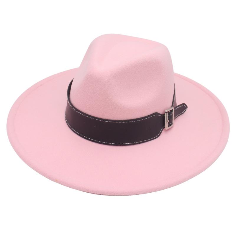New Black Belt, Large Brim, High-End Clothing With Wholesale Men'S And Women'S Felt Woolen Top Hats