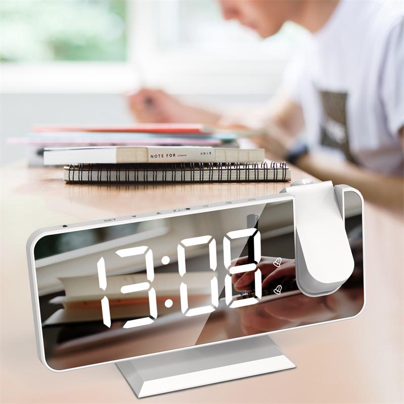 Upgraded Projection Alarm Clock for Bedroom,Projector Ceiling Clock with Digtal LED Temperature Humidity Display &