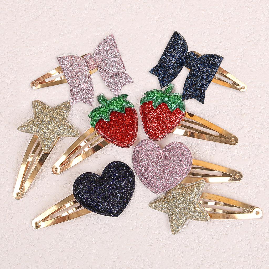 2/8pcs Cute Girls Star Hair Clips Heart Shaped Hairpin Hair Bows Barrettes Clips Alloy Hair Pins Kids Children Headwear