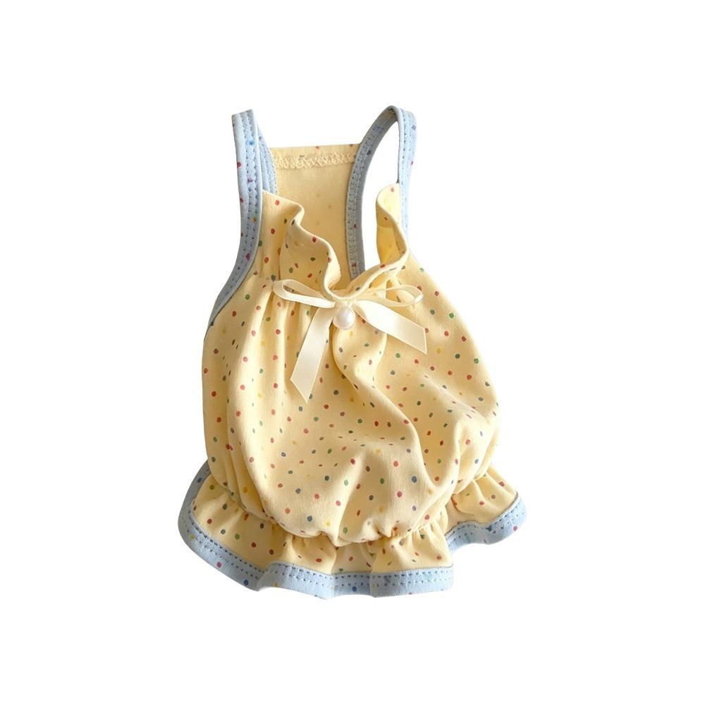 Soft Polka Dot Pet Dress Thin Breathable Cat Skirt Fashion Dog Dress  Summer XS жёлтый
