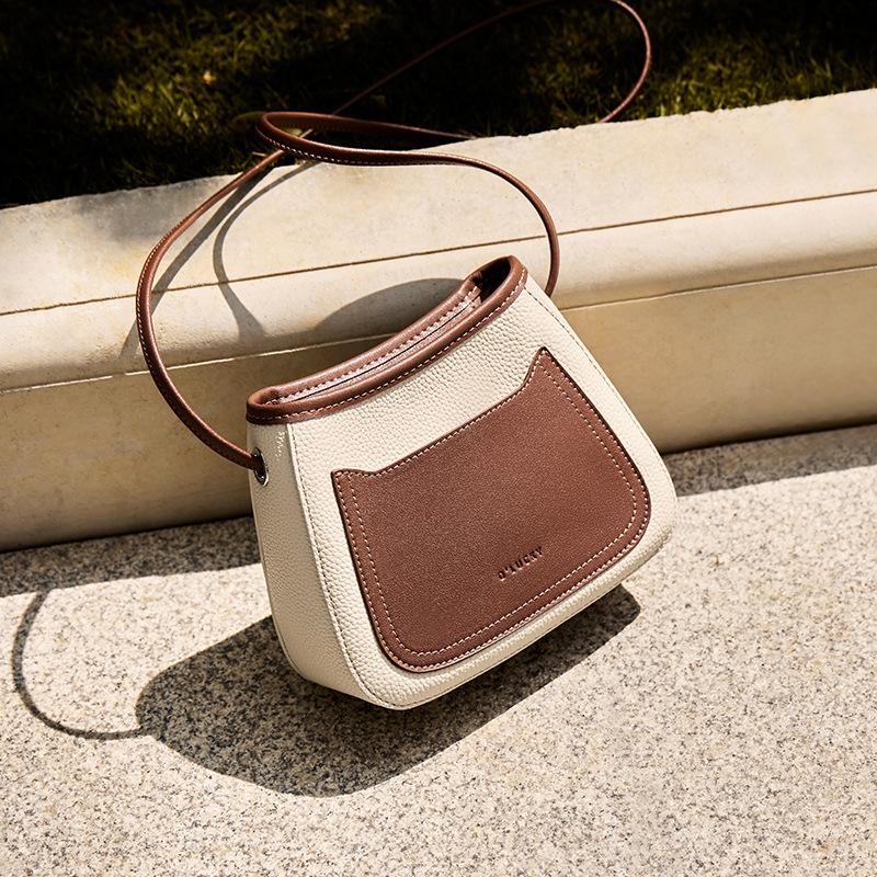 

2025 Autumn Winter New Genuine Leather Bucket Bag Fashionable High-end Single Shoulder Bag Niche Casual Versatile Crossbody Bag for Women Long18CM、Thick7CM、Hig
