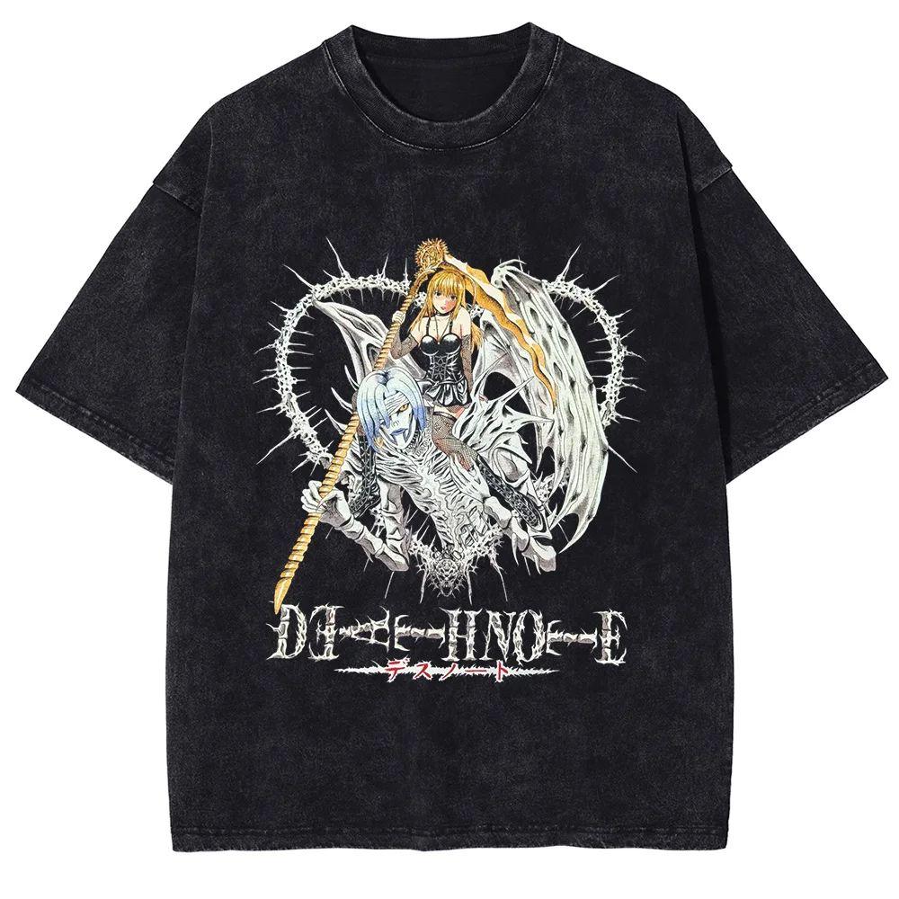 DEATH NOTE MisaMisa Manga T-shirt for Men Women Clothing Vintage Washed Oversized T Shirt Pure Cotton Short Sleeve Casual Tees