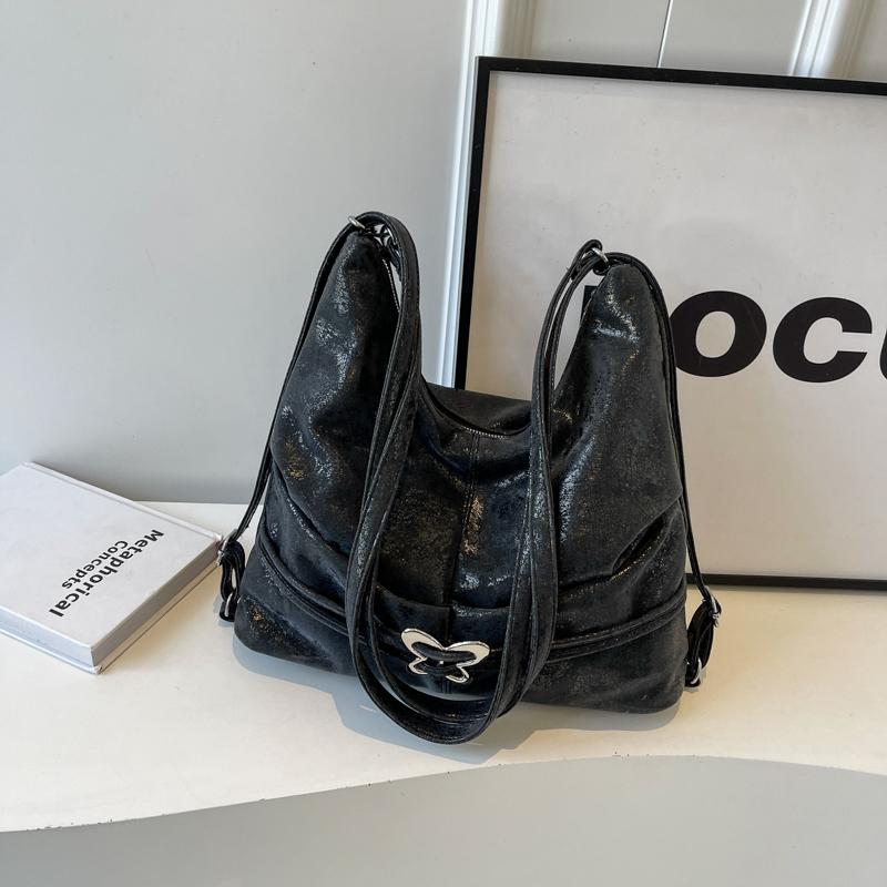 Women's shoulder bag Backpack PU material Fashion high-quality fabric soft delicate metal bow decorated book bag student white