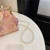 2024 New Chinese Style Pink Embroidered Pearl Chain Handbag Trendy Retro Shoulder Bag Women's Wedding Handbag Dinner Clip Bag