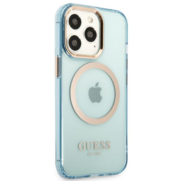 Guess Guhmp13Lhtcmb Iphone 13 Pro / 13 6,1 Niebieski/Blue Hard Case Gold Outline Translucent Magsafe