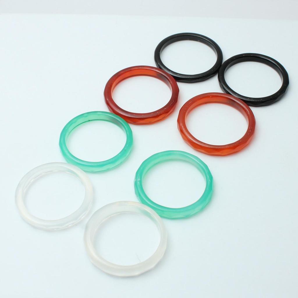 Unisex Brazilian Agate Jade Chalcedony Running Ring Band (18-20MM) - Couple's Finger Accessory.