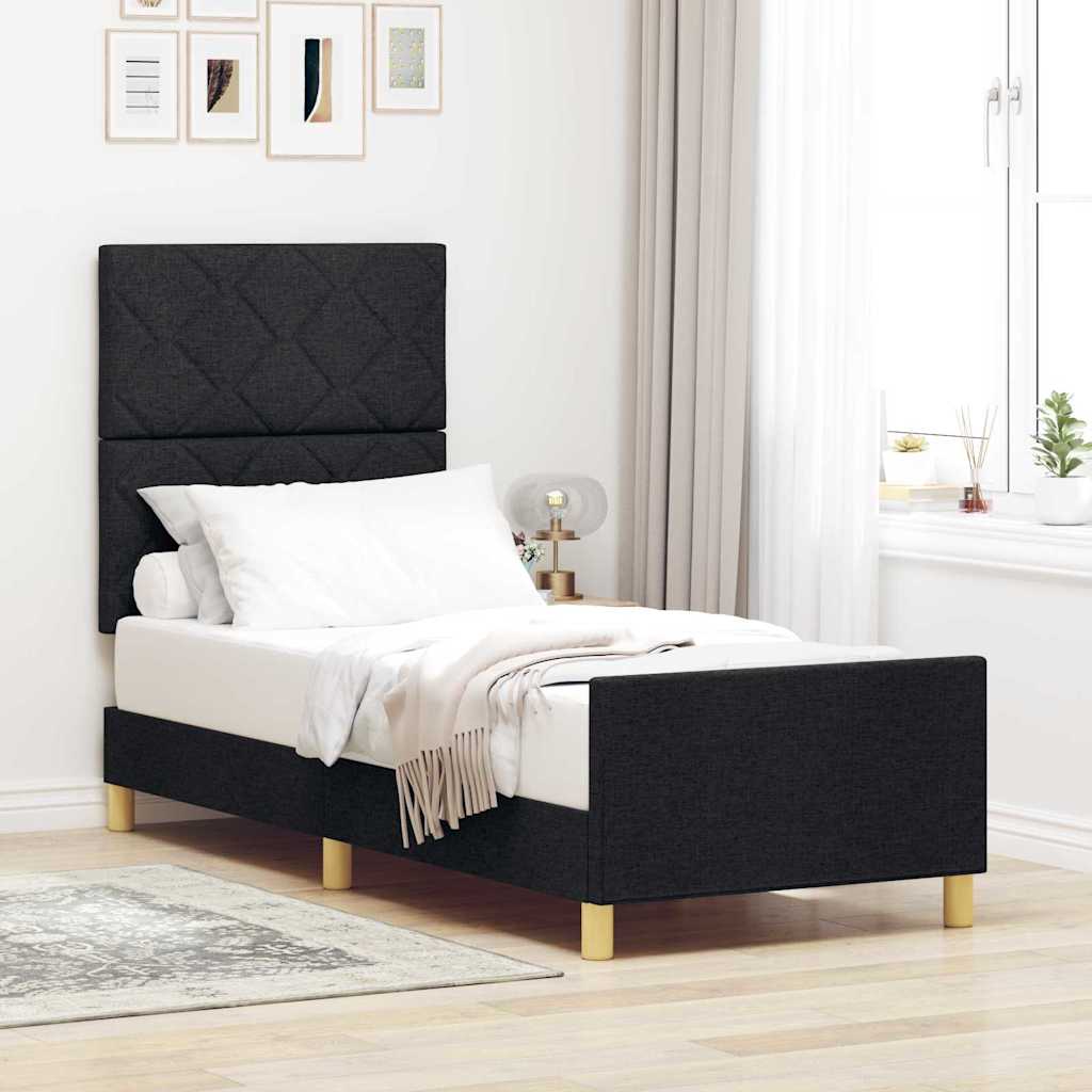 Bed Frame with Headboard Black 80 x 200 cm Fabric