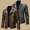 Giacca da Abito in Pelle da Uomo Moto Revers Giacca in Pelle PU Retro da Uomo Giacca Slim Fit da Uomo