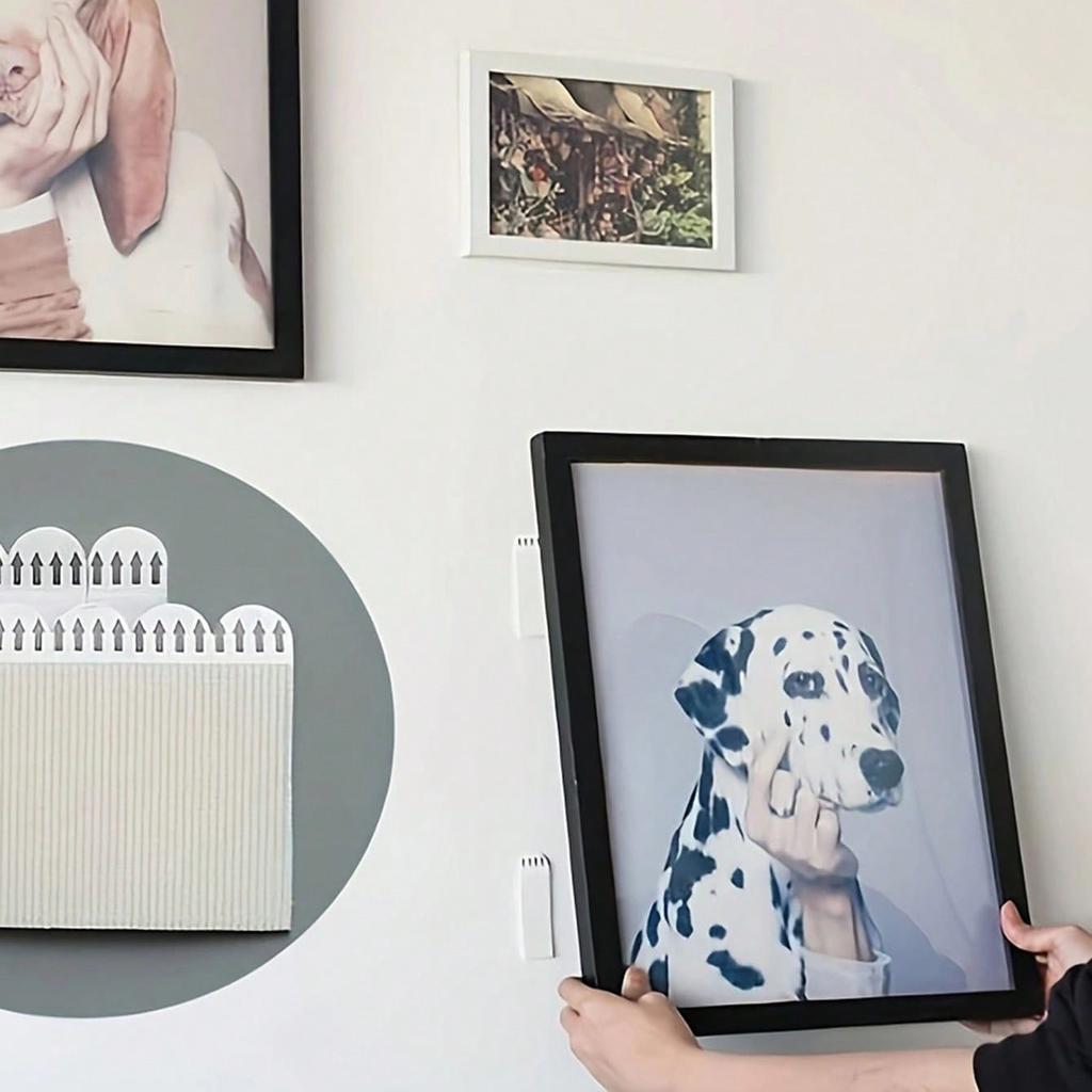 12-Pack Nail-Free Photo Frame Mounting Strips, Double-Sided Adhesive Magic Tape, Removable & Damage-Free Wall Hooks