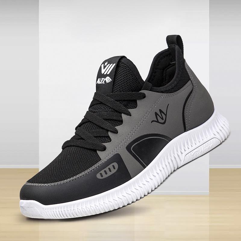 

New running shoes fashionable fly-woven breathable casual shoes 39 черный серый