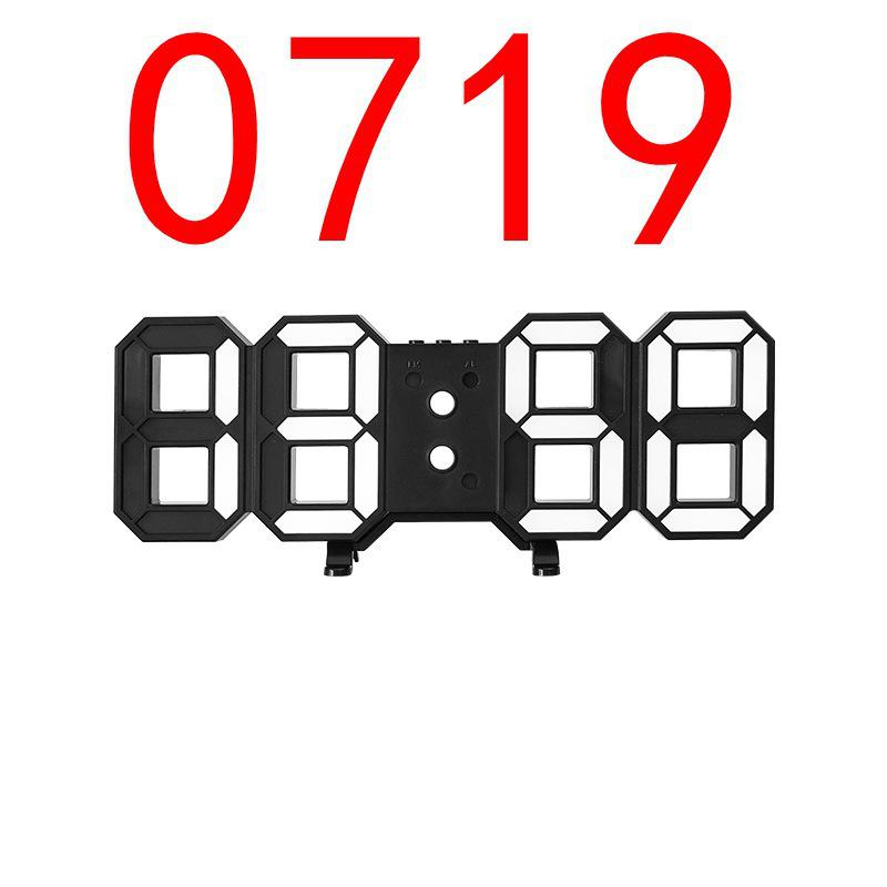 Large 3D LED Remote Control Wall Clock with Black Face, Can Hang or Stand, Korean Style