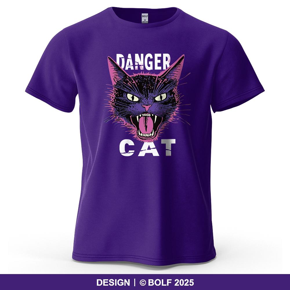 Angry Cat Street Printed Men's T-Shirt Oversized Bold Graphic Tees for Women Tops Tees Streetwear