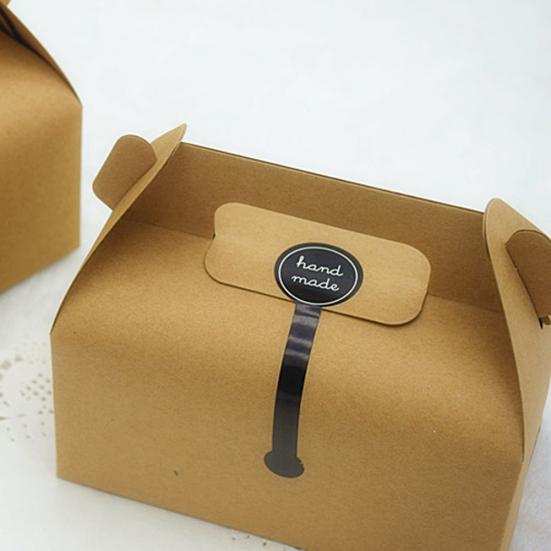 200Pcs Hand Made Long Adhesive Cake Packaging Sealing Label Baking Kraft Sticker