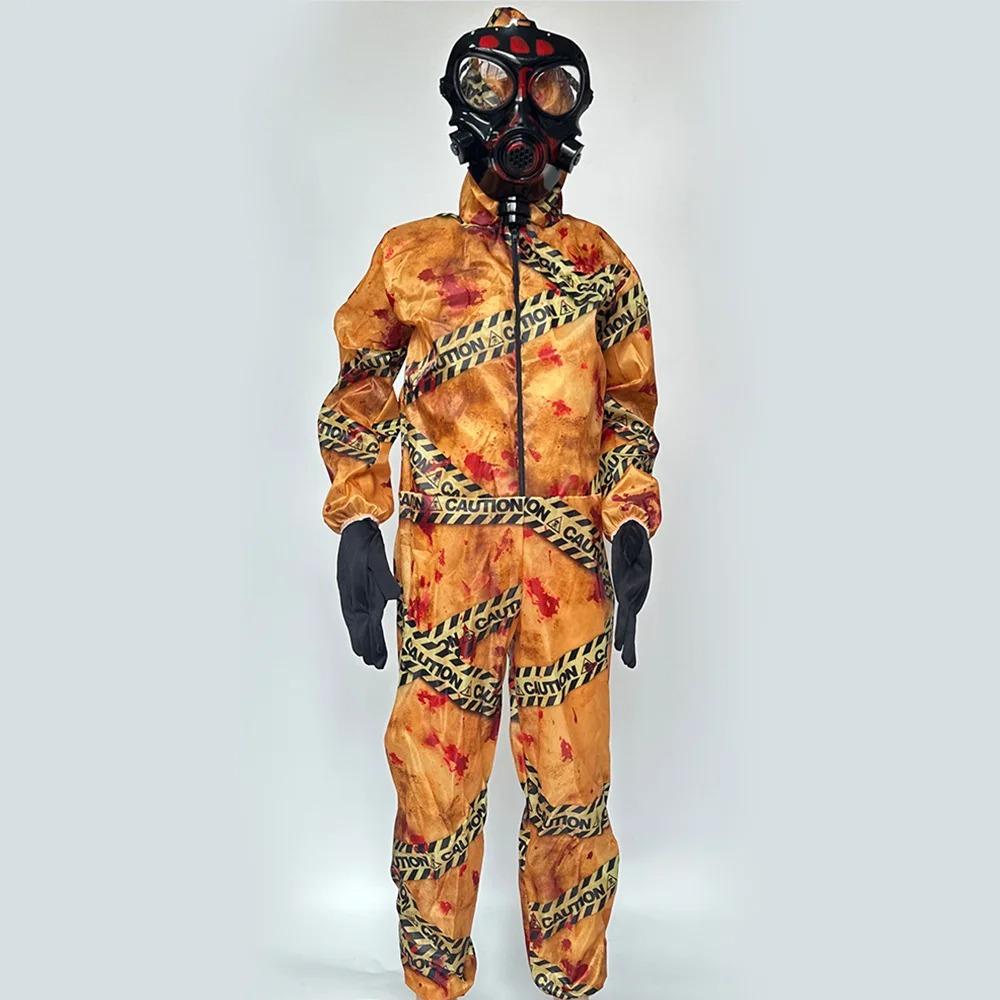 Costume Zombie Quarantena Bambino Unisex Tuta e Maschera Biohazard per Bambini Halloween Tute Biochimiche Radiazioni