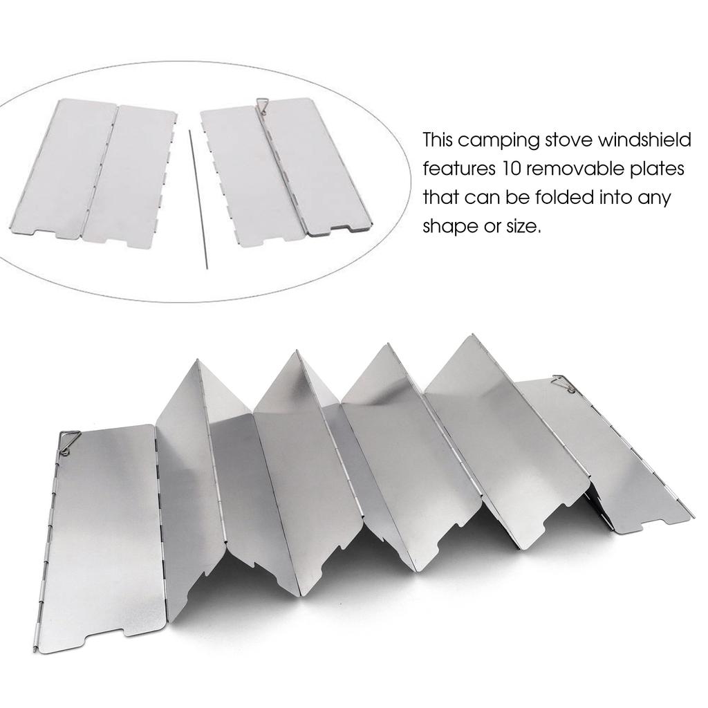 Folding Stove Windscreen 10 Plates Aluminum Camping Cooker Stove Wind  with Storage Bag