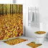 Forest Leaves Trail Waterproof Bathing Shower Curtain Set With 12 Hooks Toilet Covers Bath Mat For Bathroom Non-Slip Rug Carpet