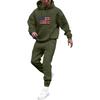 Men's Solid Color Flag Print Hooded Universal Versatile Hooded Sweatshirt Sweatpants Casual Sports Suit