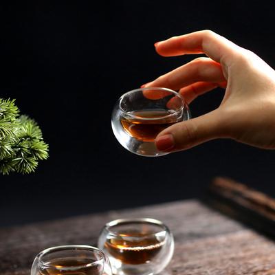 Conjunto de 6 peças 50ml Vidro Transparente de Dupla Camada Resistente ao Calor Copos para Bebidas Pequena Xícara de Chá Kung Fu Copos de Degustação Serviço de Chá Xícaras de Chá Chinesas