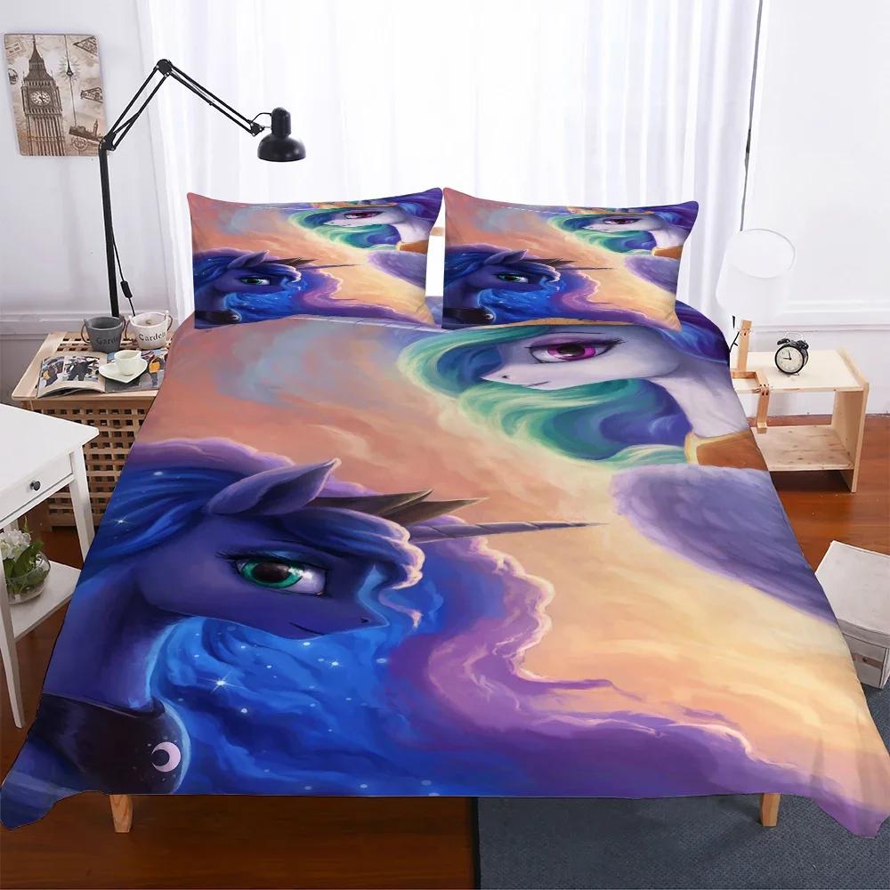 Digital Print Pink Unicorns Beding Set Princes Soft Duvet Cover Set Pilow Cover Flower Unicorn Carton Bed Linen Sets Ropa De Cama Tf85