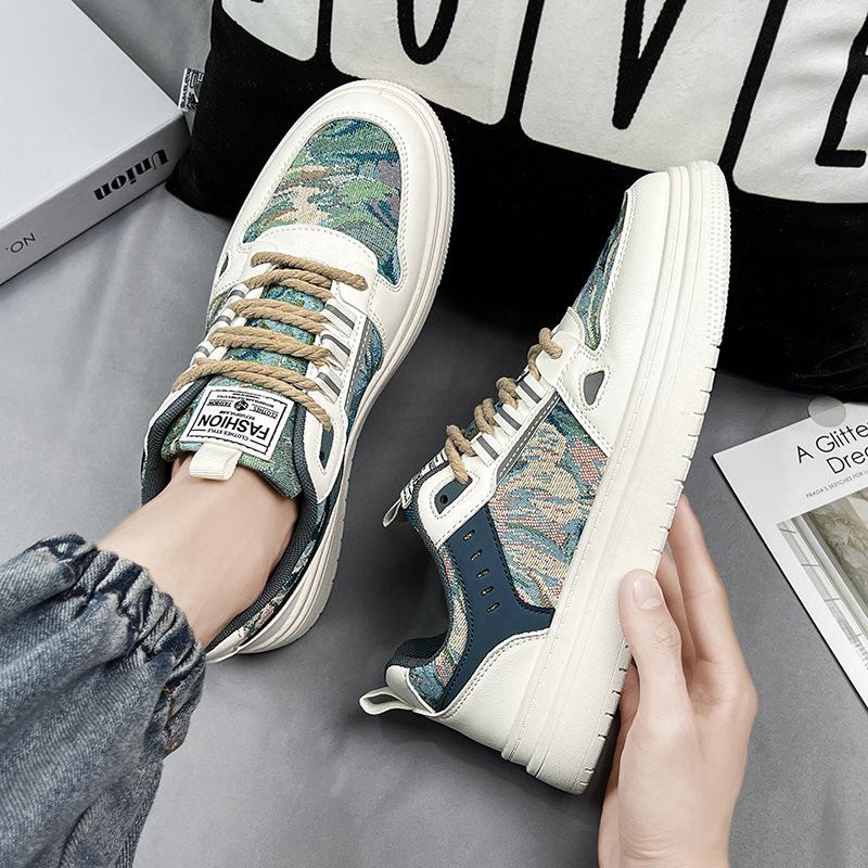 Модные мужские кроссовки для бега уличные кроссовки большого размера дышащая нескользящая мужская обувь удобная повседневная обувь 39 зелёныйтёмно-синий 1980₽