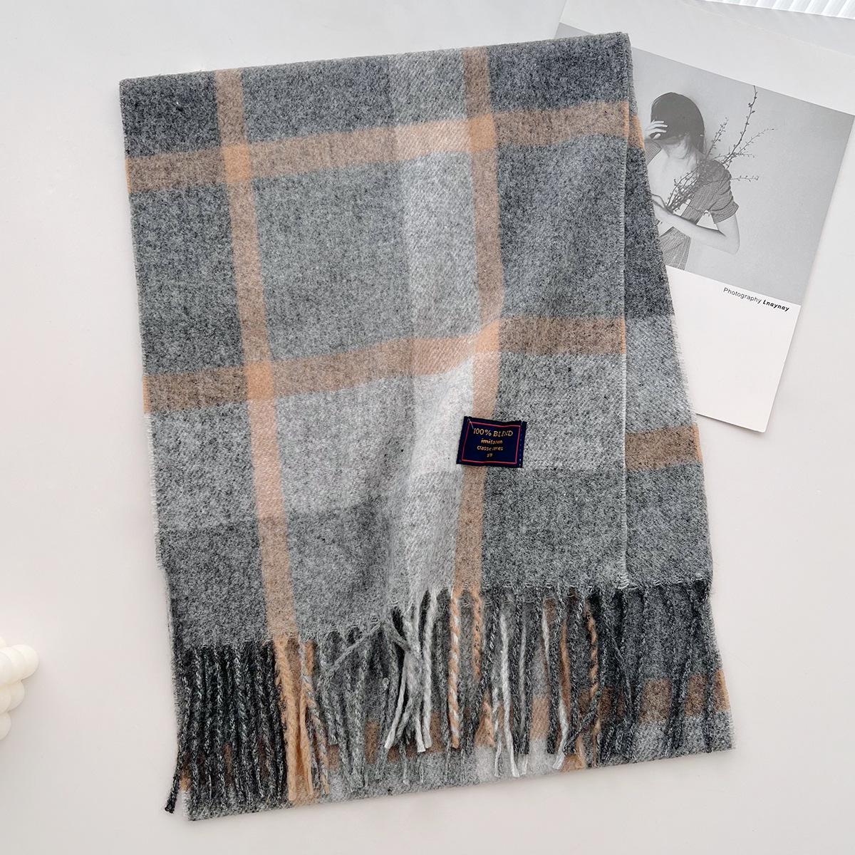

Stylish Design Classic British Imitation Cashmere Scarf Women Men Autumn Winter Plaid Warm Fringed Mufller Female Couple Scarf