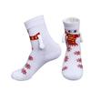 1 Pair Christmas Couple Socks Magnetic Hands Cartoon Deer Snowman Design Long Socks Soft Breathable Xmas Socks