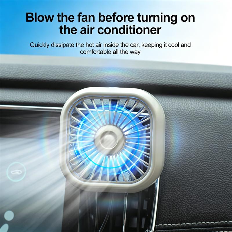 Mini Car Fan Usb Charging Car Air Outlet Electric Fan Multifunctional Led Light Seven-Blade Turbo Fan Car Electronic Supplie