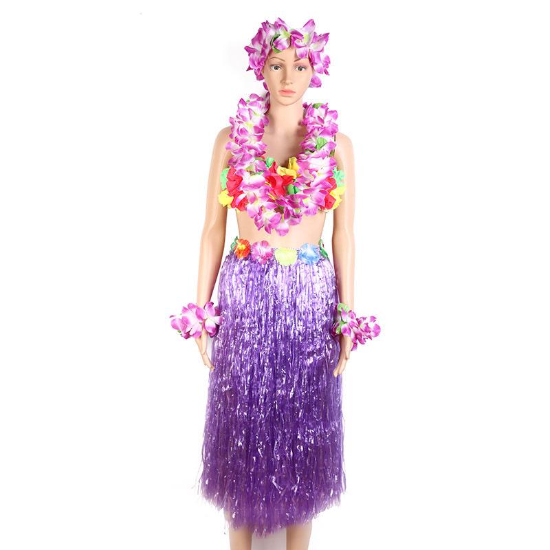 80cm Hawaiian Hula Skirt Set: Single/Double Layer for Children & Adults – Perfect for Performances & Seaweed Dance