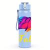 1PC Rainbow Unicorn Fab Letter Art 750ml Color Plastic Sports Water Bottle Leakproof Flip Straw Lid Suitable for Sports Office Home Use