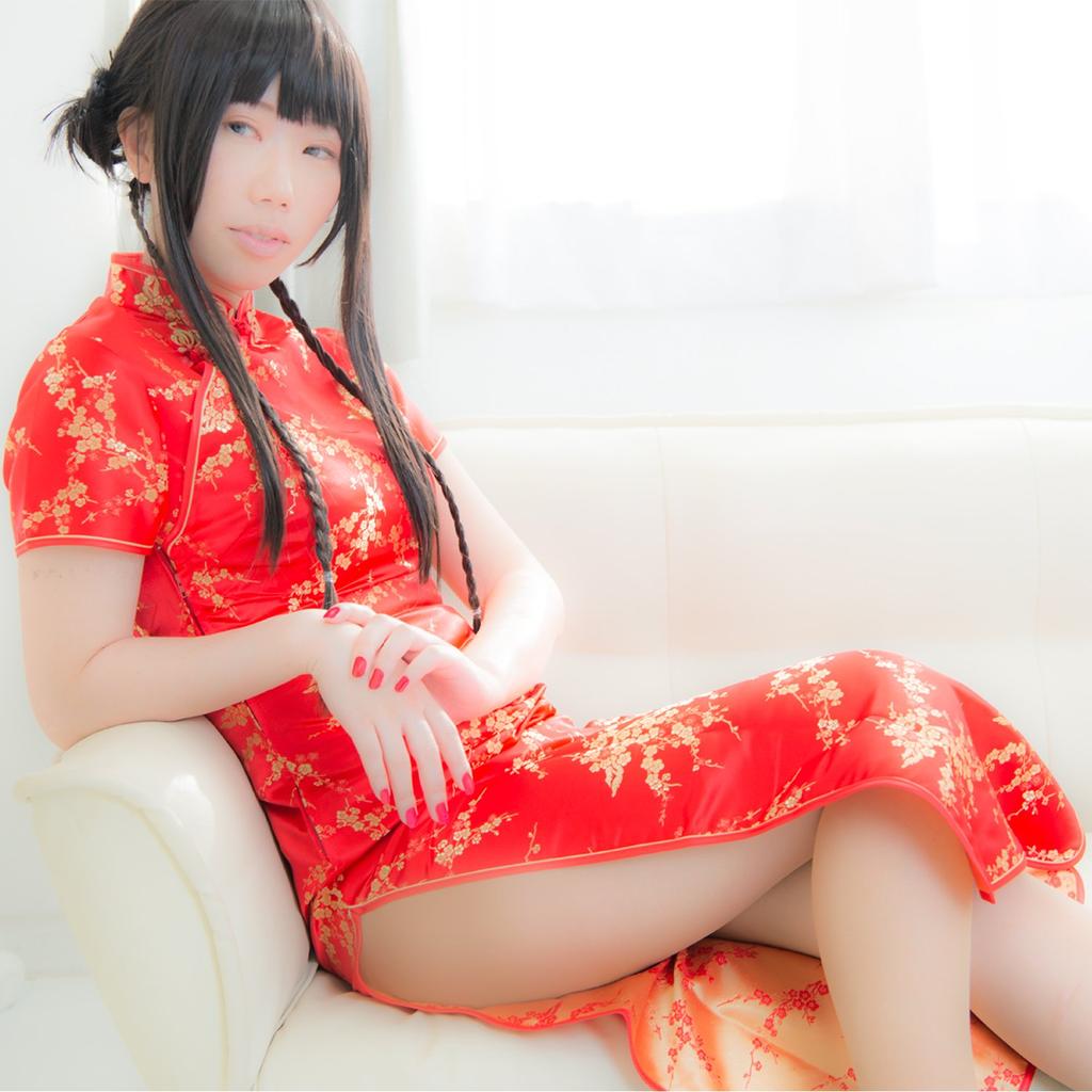 Chinese Long Chinese Sexy One Flower Pattern [Arika] Dress, Clothes, Cosplay, Piece, (S, Red)