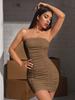 Spring and Summer New European and American Women's Clothing Sexy Tube Top Nightclub Pleated Hip-wrapped Dress