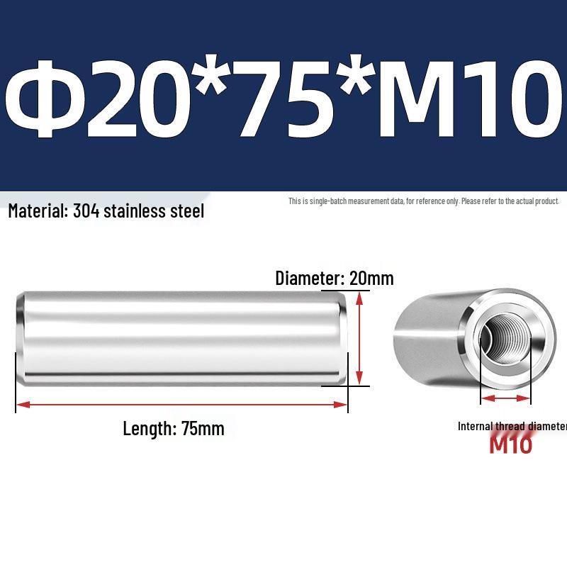 Pin Cilindric din Oțel Inoxidabil 304 cu Filet Interior M4/M6/M8 și Orificiu - Coloană de Suport și Ghidare