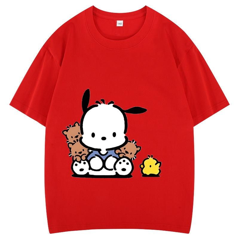 Children's T-shirt Sanrio Printed Pochacco Tops for Boys Loose Tees Cute Simple Style Cartoon Girl Clothing