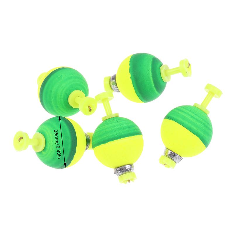 5 Pcs Snap-On Ball Fishing Bobber Floats Weighted Bobbers EVA Foam Corks For Crappie Bluegill Panfish Catfish