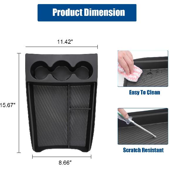 Lower Center Console Organizer Compatible With Rivian R1T R1S 2024  , Floor Console Storage Tray Ert With Cup Holder Interior Accessories