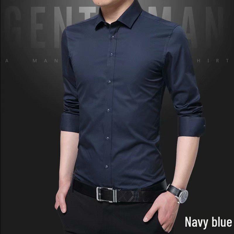 Men's Slim Fit Non-Iron Long Sleeve White Dress Shirt