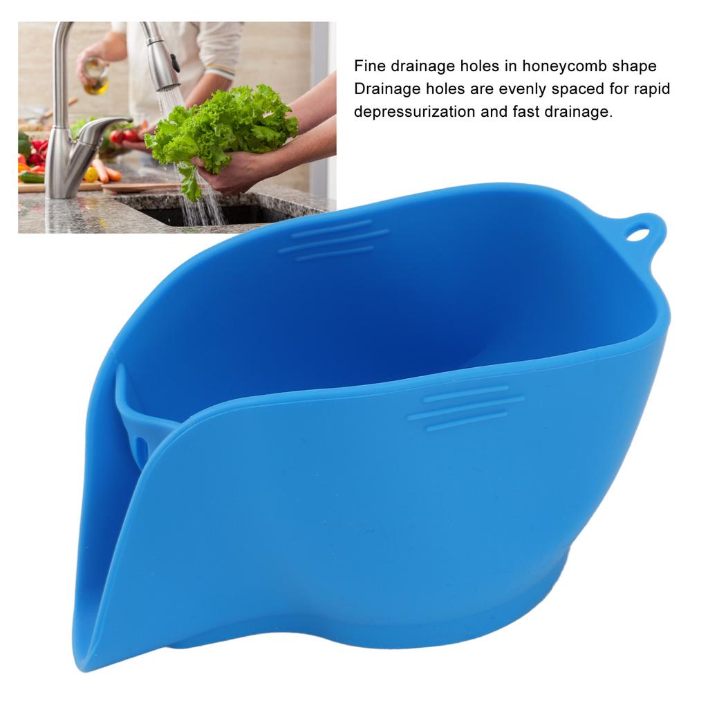 Food Drain Bowl Silicone Multi Functional Drain Basket for Washing Fruit Vegetable Mixing Salad Filtering Pasta