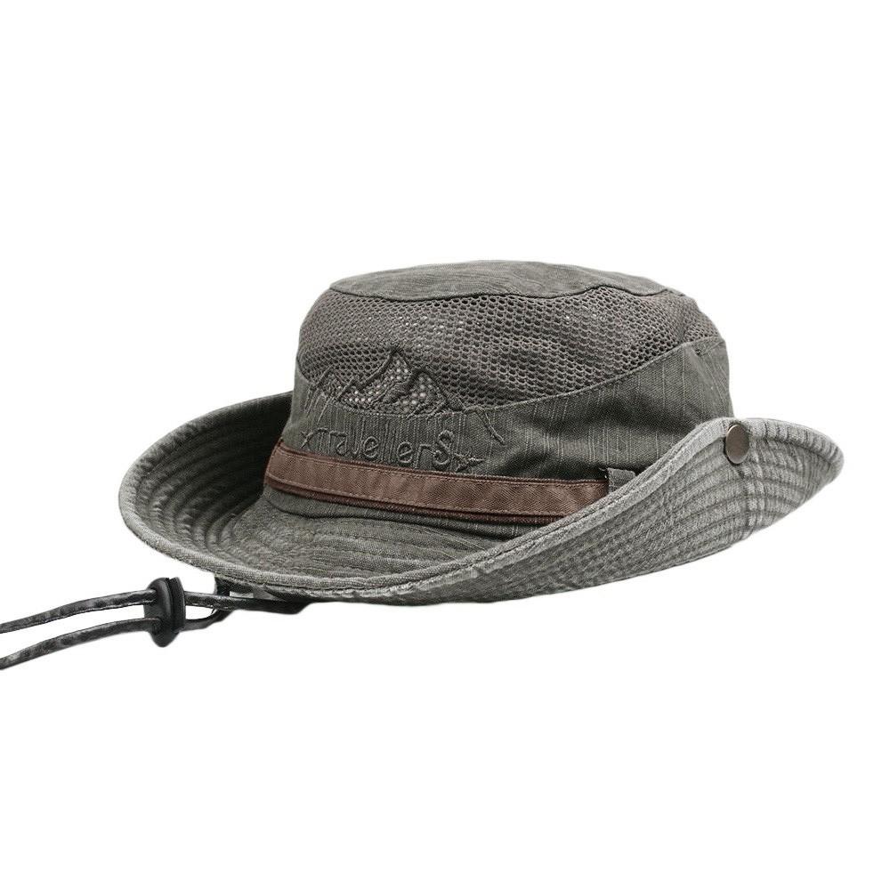 Wide Brim Outdoor Sun Protection Hat with Mesh Ventilation and Adjustable Chin Strap for Men and Women Camping Hiking