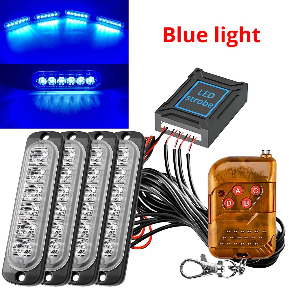 4X 24LED номерной знак багажника лампа стробоскоп беспроводной автомобиль аварийный мигающий светодиод 12V прицеп грузовик стробоскопы полиция предупреждение авто синий