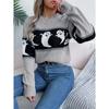 Autumn/Winter Women's Hoodie Halloween-themed Ghost Contrast-colour Long-sleeved Pullover Women's Knitted Sweater Top