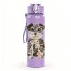 1pz Illustrazione Cucciolo di Schnauzer 750ml Bottiglia d'Acqua Sportiva in Plastica Colorata Tappo Flip a Cannuccia Anti-perdita Adatta per Sport Ufficio Uso Domestico