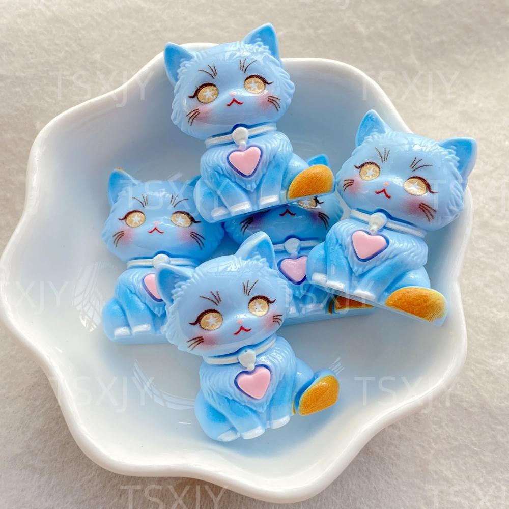 6PCS New Colorful cute cartoon 3D animal kitten Flat back Cabochon Stone Scrapbook DIY Decor Figurines Crafts Accessories
