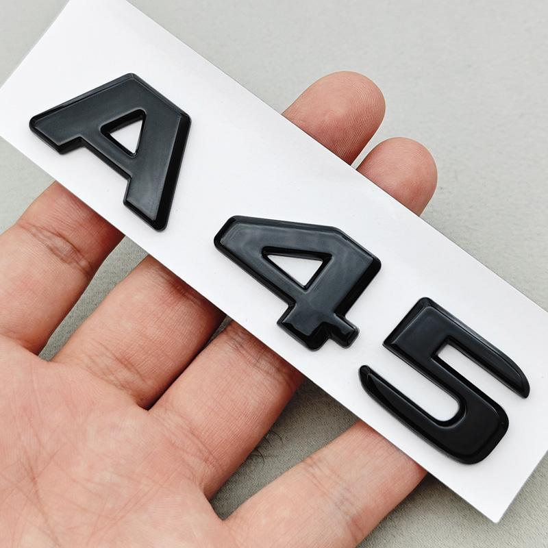 FUP1  3D ABS Car Letters Logo A45 A45S TURBO 4MATIC Sticker Rear Trunk Fender Both Side Badge Emblem For Mercedes Bnez AMG W177 W176