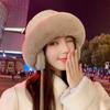 Fluffy Plush Women Winter Hat Soft Bucket Cap Fashion Ear Protection Hat  Autumn Winter