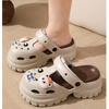 Unisex Summer Large Size Thick Bottom Cartoon Bear Indoor Hole Beach Sandals Women Men Casual Sponge Cake Anti Slip Slippers For Couples 36-41