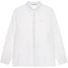Minimalist Button Down Point Collar Silver Letter Print Long Sleeve Shirt Women Shirts White J218764