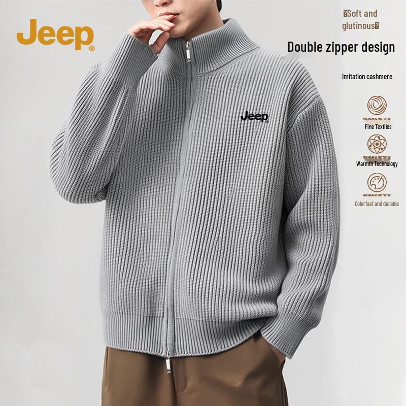 

JEEP Men s American Style Stand-Collar Knit Cardigan L